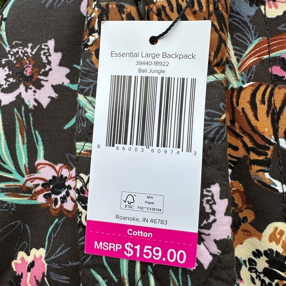 Vera Bradley Essential Backpack Bali Jungle Tiger NWT - Picture 7 of 12